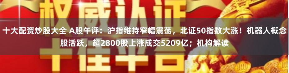 十大配资炒股大全 A股午评：沪指维持窄幅震荡，北证50指数大涨！机器人概念股活跃，超2800股上涨成交5209亿；机构解读